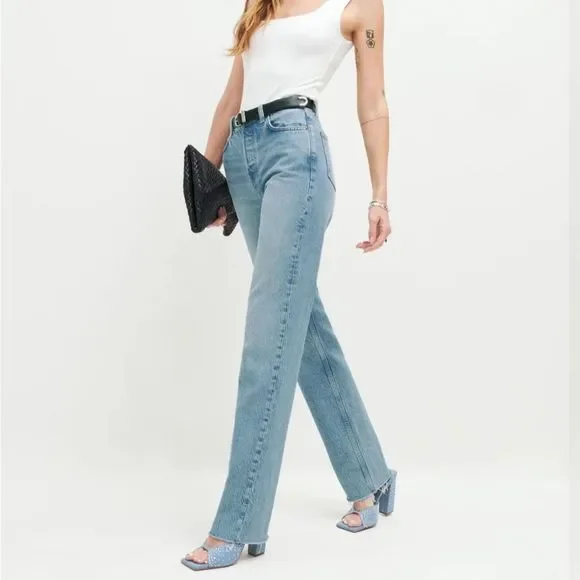 NWT Reformation Cynthia High Rise Straight Long Jeans color: Kenia size 26 - Picture 2 of 6